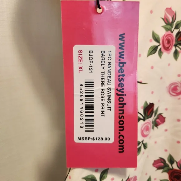 Betsey Johnson Barely There Rose Floral Print One-Piece Swimsuit Size XL Summer - Picture 6 of 7